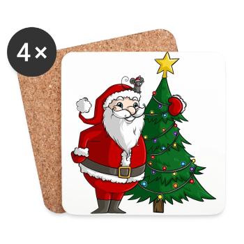 Cute comic Santa Claus - Coasters (set of 4) - white - Front