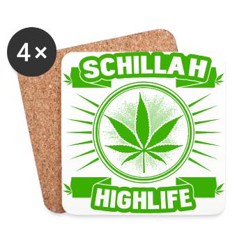 Schillah - Highlife Grün 01 - Untersetzer (4er-Set) - Weiß - Vorne