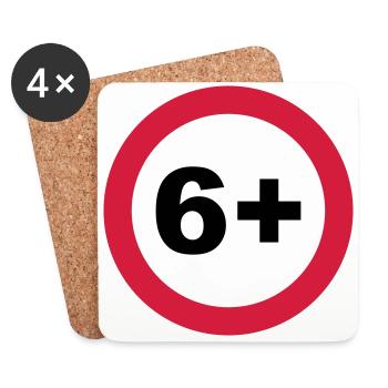 6+ / 6 / 6. / Sechs / Geburtstag / 3c - Untersetzer (4er-Set) - Weiß - Vorne