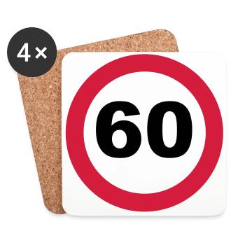 60e anniversaire - Dessous de verre (lot de 4) - blanc - Devant
