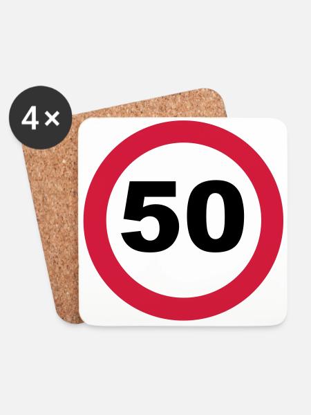 50. Geburtstag Verkrehrsschild - Untersetzer (4er-Set) - Weiß