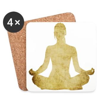 Yoga silhouette woman gold - Coasters (set of 4) - white - Front