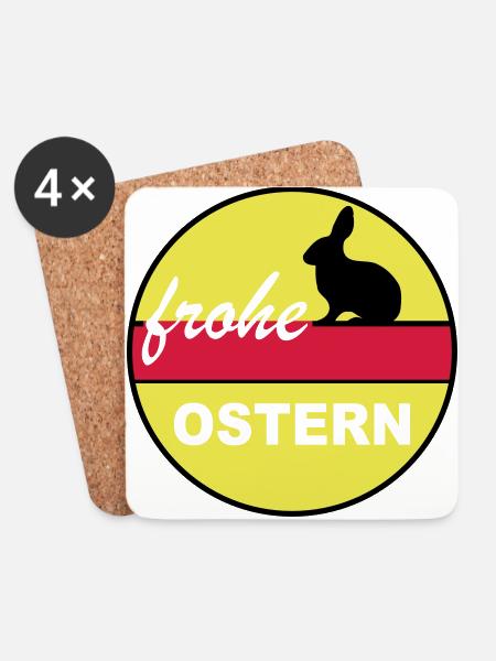 Frohe Ostern 3c - Untersetzer (4er-Set) - Weiß
