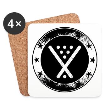 Poolbillard Emblem - Symbol Billard Queue Snooker - Untersetzer (4er-Set) - Weiß - Vorne