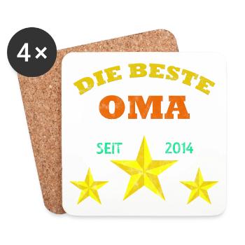 Seit dem Jahr 2014 habe ich die beste Oma der Welt - Untersetzer (4er-Set) - Weiß - Vorne