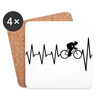 Heart beat me bike, road bike - Coasters (set of 4) - white - Front