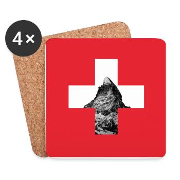 Schweiz Matterhorn Flagge - Untersetzer (4er-Set) - Weiß - Vorne