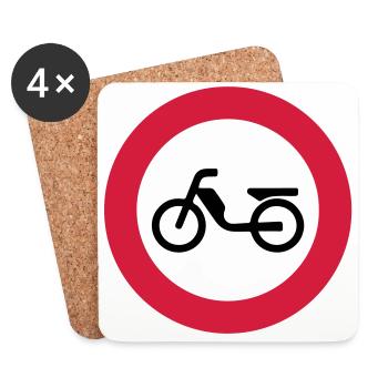 Mofa Moped Verbot Verbotsschild Verkehrsschild 2c - Untersetzer (4er-Set) - Weiß - Vorne