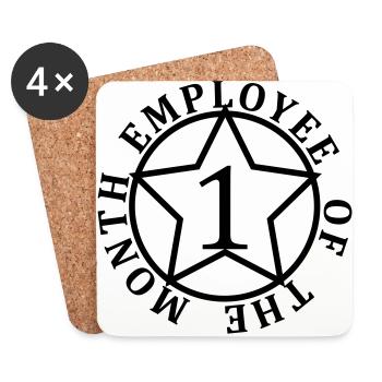 Employé du mois - Dessous de verre (lot de 4) - blanc - Devant