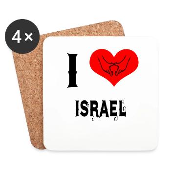 I Love Herz Laender Israel - Untersetzer (4er-Set) - Weiß - Vorne