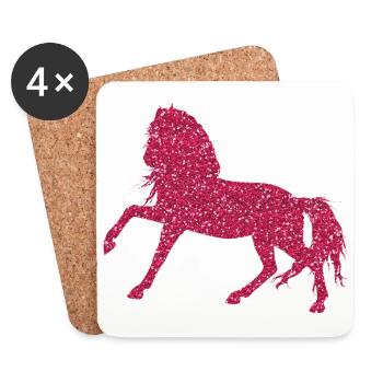 Pink Glitter Horse - Glitzerndes Pferd Pink Pferde - Untersetzer (4er-Set) - Weiß - Vorne