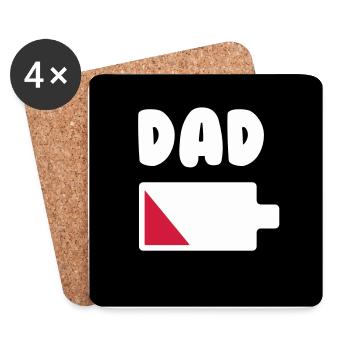 Dad batterie - Daddy - Vatertag - Vater - Untersetzer (4er-Set) - Weiß - Vorne
