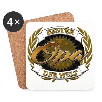 Bester Opa der Welt - Untersetzer (4er-Set) - Weiß - Vorne