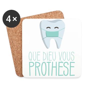 Que Dieu Vous Prothèse - Dessous de verre (lot de 4) - blanc - Devant
