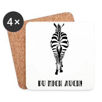 Du mich auch,Du kannst mich mal Zebra Geschenk - Untersetzer (4er-Set) - Weiß - Vorne