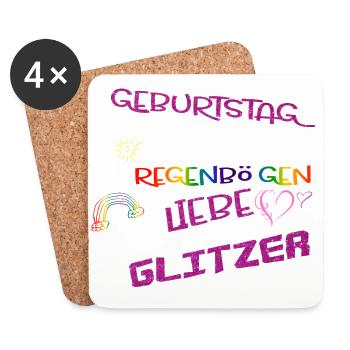 Geburtstagssprüche Sonnenschein Regenbogen & Liebe - Untersetzer (4er-Set) - Weiß - Vorne