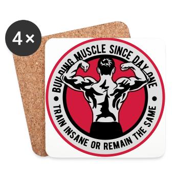 Building Muscle Train Insane - Untersetzer (4er-Set) - Weiß - Vorne