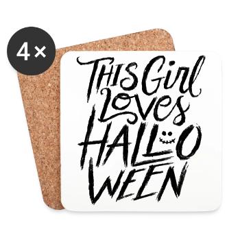 Halloween. Frauen. Mädchen. Lieben. Herbst. Grusel - Untersetzer (4er-Set) - Weiß - Vorne