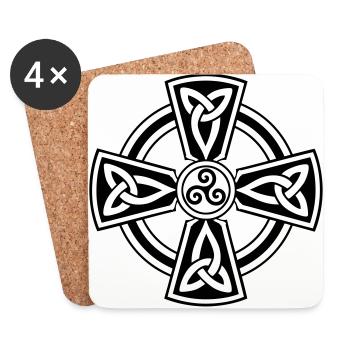 Croix Celtique - Dessous de verre (lot de 4) - blanc - Devant