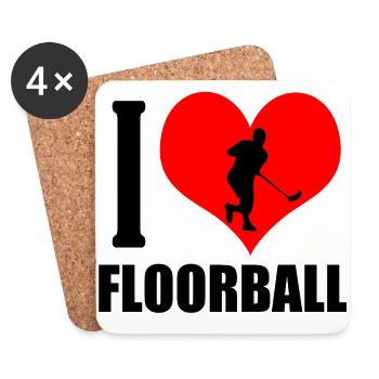Floorball - Untersetzer (4er-Set) - Weiß - Vorne