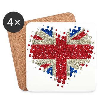 I Love Great Britain - England Union Jack - Coasters (set of 4) - white - Front