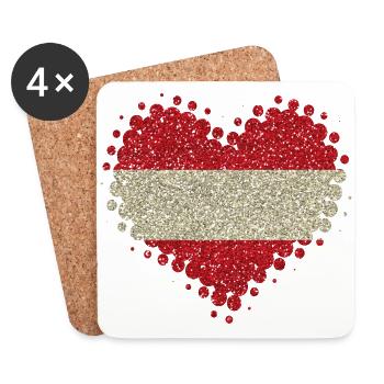J'adore l'Autriche - la tradition de la fierté locale de coeur - Dessous de verre (lot de 4) - blanc - Devant