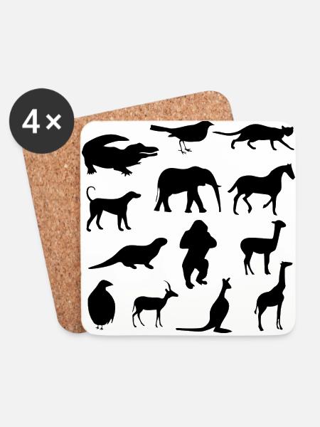 Wilde Tiere - Untersetzer (4er-Set) - Weiß