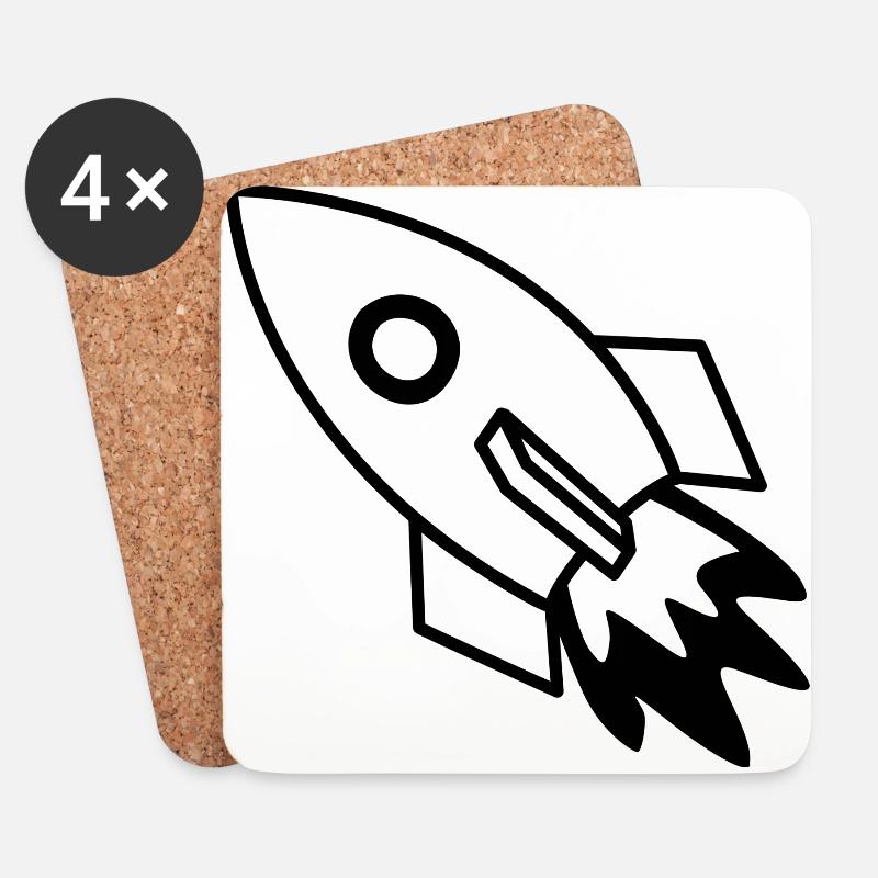 Rakete schwarz - Untersetzer (4er-Set) - Weiß