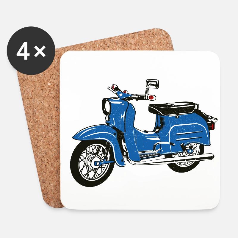 Simson Schwalbe blau - Untersetzer (4er-Set) - Weiß