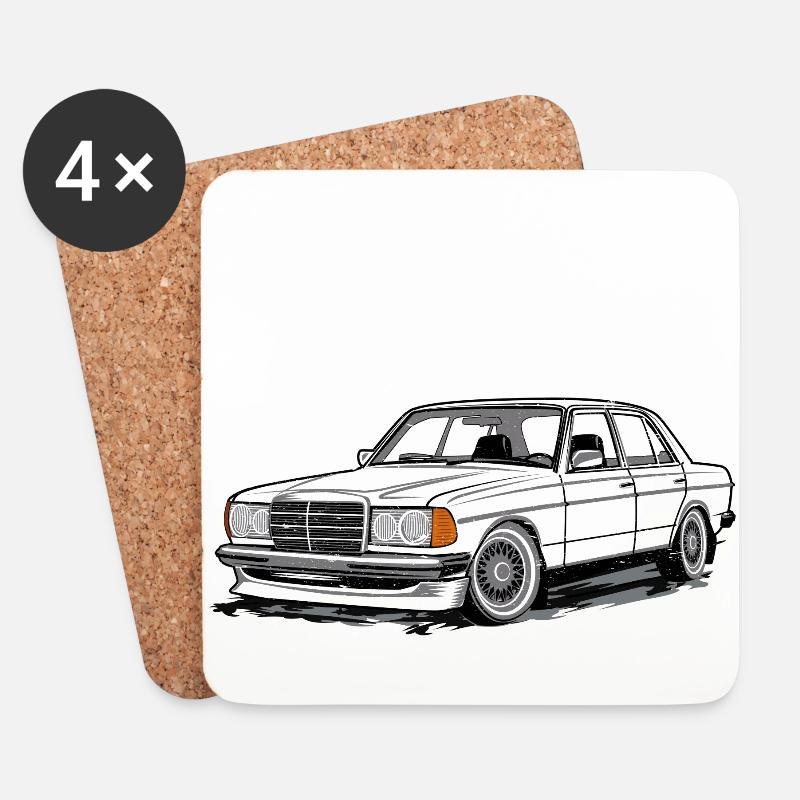 W123 Silhouette - Untersetzer (4er-Set) - Weiß