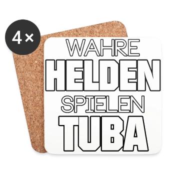 TUBA WAHRE HELDEN SPIELEN TUBA MÄNNER HERREN - Untersetzer (4er-Set) - Weiß - Vorne