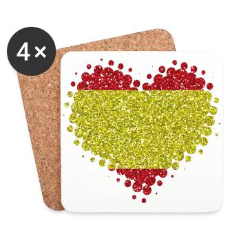 J'aime l'Espagne - la fierté de coeur espagnol maison - Dessous de verre (lot de 4) - blanc - Devant