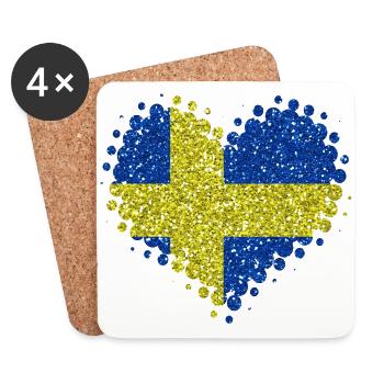 Ich Liebe Schweden Glitzer schwedisch Heimat Stolz - Untersetzer (4er-Set) - Weiß - Vorne