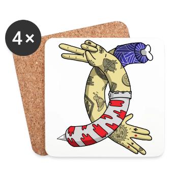 Illustration Tatoo - Coasters (set of 4) - white - Front