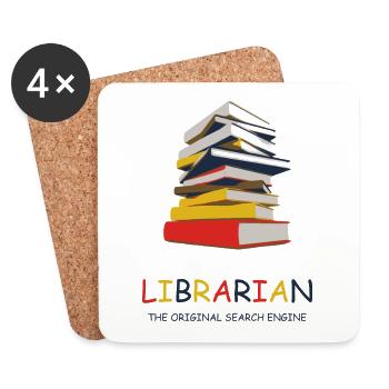 Bücherei Bibliothek Bibliothekar Bibliothekarin - Untersetzer (4er-Set) - Weiß - Vorne