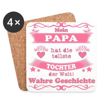 Mein Papa hat die tollste Tochter Geschenk - Untersetzer (4er-Set) - Weiß - Vorne