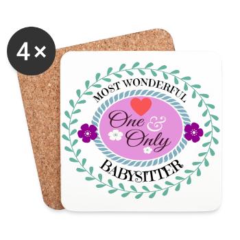 Baby Kid Child Mom: most wonderful babysitter - Untersetzer (4er-Set) - Weiß - Vorne