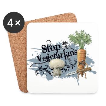 shirt motiv gemüse stop vegetarians blaugrau - Untersetzer (4er-Set) - Weiß - Vorne