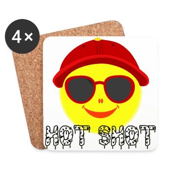 Smiley with cap summer hot sunshine heat glasses - Coasters (set of 4) - white - Front
