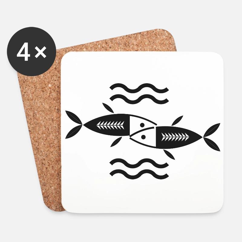 Sternzeichen Fische - Untersetzer (4er-Set) - Weiß