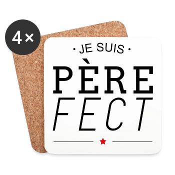 Je suis père-fect - Dessous de verre (lot de 4) - blanc - Devant