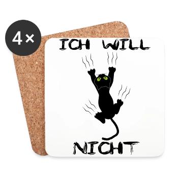 Katze, - Untersetzer (4er-Set) - Weiß - Vorne