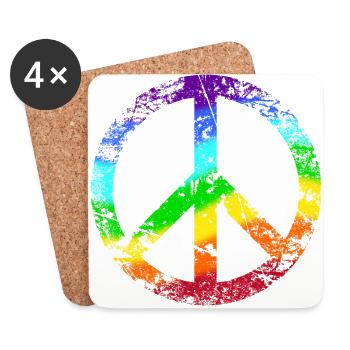 Peace Sign Rainbow Peace Graffiti - Coasters (set of 4) - white - Front