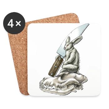 shirt motiv hase messer schädel bad rabbit solo - Untersetzer (4er-Set) - Weiß - Vorne