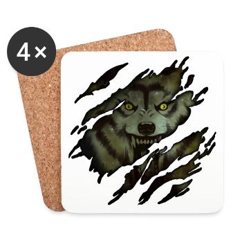 Loup en moi - Dessous de verre (lot de 4) - blanc - Devant