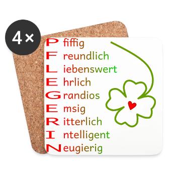 Pflegerin - Untersetzer (4er-Set) - Weiß - Vorne