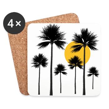 Les palmiers, le soleil, l'été et des vacances dans les mers du Sud - Dessous de verre (lot de 4) - blanc - Devant