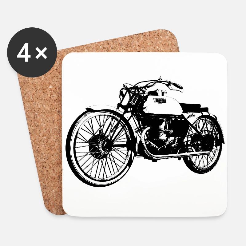 Bianchi - Freccia Celeste vintage motorcycle - Coasters (set of 4) - white