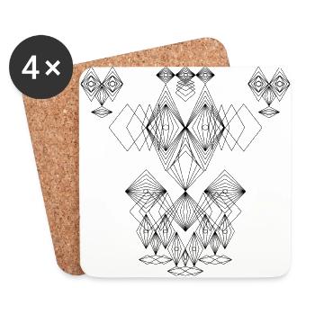 Abstract Faces Drawing Crazy Faces Art - Coasters (set of 4) - white - Front