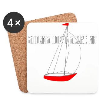 Sailing sailboat skipper storm boat yacht captain - Coasters (set of 4) - white - Front
